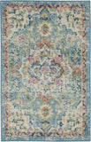 2’ x 3’ Light Blue and Ivory Distressed Scatter Rug