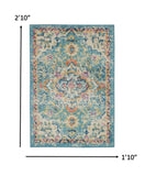 2’ x 3’ Light Blue and Ivory Distressed Scatter Rug