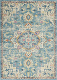 4’ x 6’ Light Blue and Ivory Distressed Area Rug