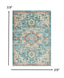 4’ x 6’ Light Blue and Ivory Distressed Area Rug