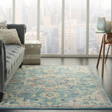 5’ x 7’ Light Blue and Ivory Distressed Area Rug