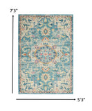 5’ x 7’ Light Blue and Ivory Distressed Area Rug