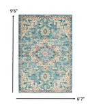 7’ x 10’ Light Blue and Ivory Distressed Area Rug