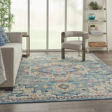 8’ x 10’ Light Blue and Ivory Distressed Area Rug