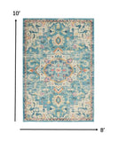 8’ x 10’ Light Blue and Ivory Distressed Area Rug