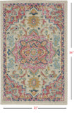 2’ x 3’ Ivory and Pink Medallion Scatter Rug