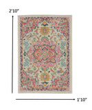 2’ x 3’ Ivory and Pink Medallion Scatter Rug