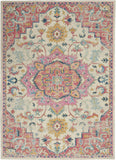 4’ x 6’ Ivory and Pink Medallion Area Rug