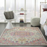 4’ x 6’ Ivory and Pink Medallion Area Rug