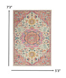 5’ x 7’ Ivory and Pink Medallion Area Rug