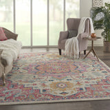 8’ x 10’ Ivory and Pink Medallion Area Rug