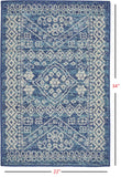 2’ x 3’ Navy Blue and Ivory Persian Motifs Scatter Rug