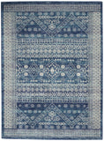 5’ x 7’ Navy Blue and Ivory Persian Motifs Area Rug