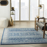 5’ x 7’ Navy Blue and Ivory Persian Motifs Area Rug