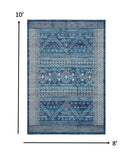 8’ x 10’ Navy Blue and Ivory Persian Motifs Area Rug