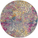 4’ Round Yellow and Pink Coral Reef Area Rug