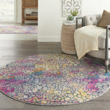 4’ Round Yellow and Pink Coral Reef Area Rug