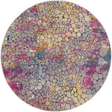 8’ Round Yellow and Pink Coral Reef Area Rug