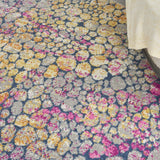 8’ Round Yellow and Pink Coral Reef Area Rug