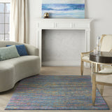 4’ x 6’ Blue Distressed Striations Area Rug