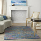 4’ x 6’ Blue Distressed Striations Area Rug