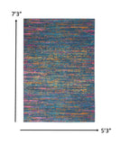 5’ x 7’ Blue Distressed Striations Area Rug