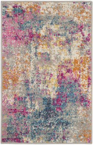 2’ x 3’ Ivory and Multi Abstract Scatter Rug