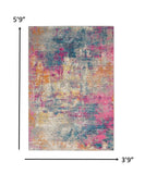 4’ x 6’ Ivory and Multi Abstract Area Rug