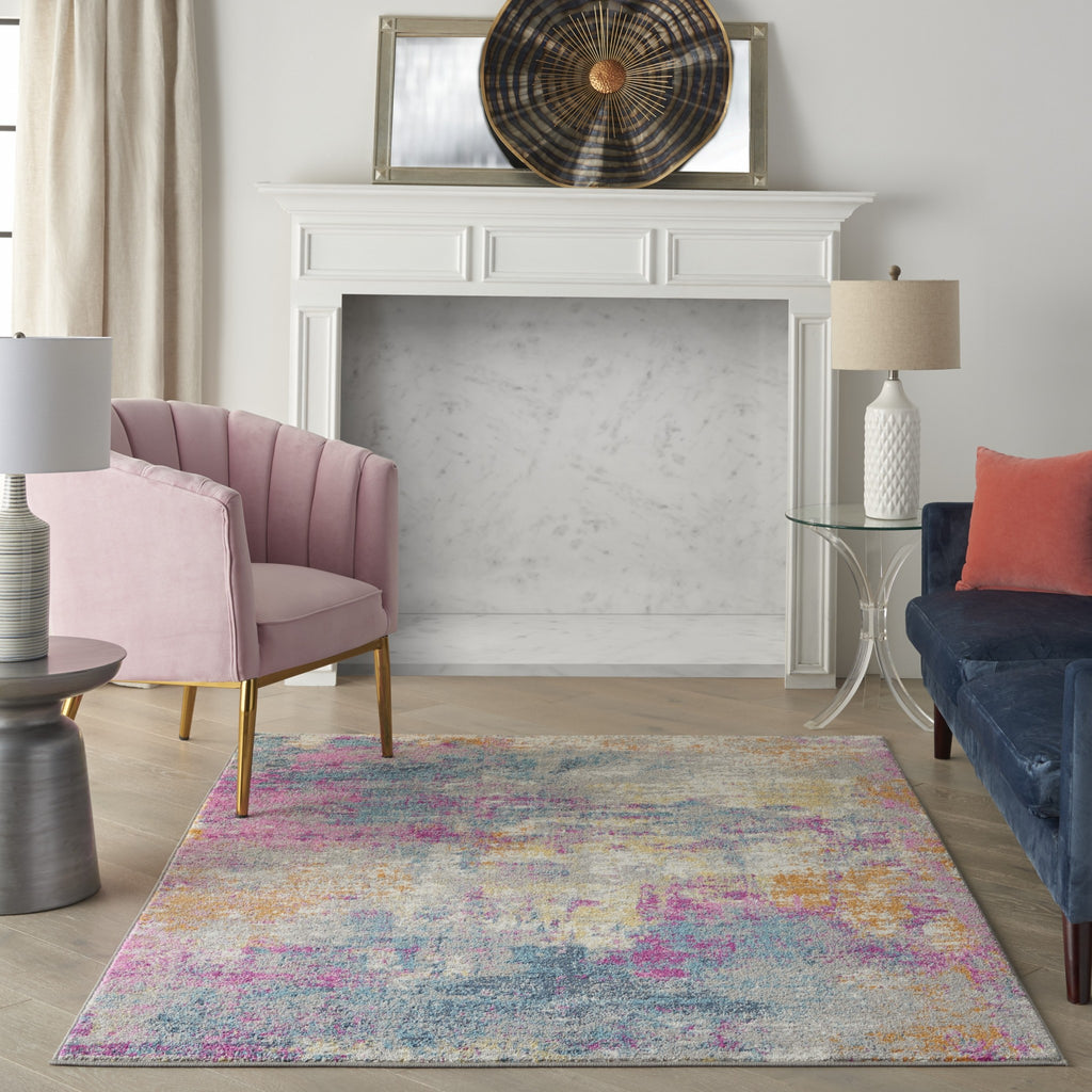5’ x 7’ Ivory and Multi Abstract Area Rug