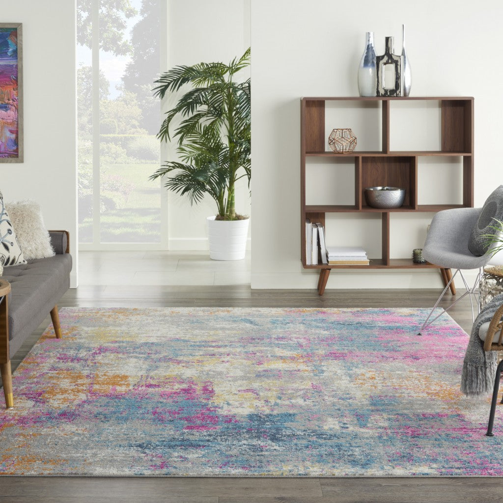 7’ x 10’ Ivory and Multi Abstract Area Rug