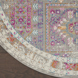 4’ Round Gray Distressed Ornamental Area Rug