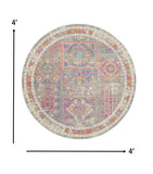 4’ Round Gray Distressed Ornamental Area Rug