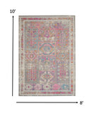 8’ x 10’ Gray Distressed Ornamental Area Rug