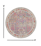 8’ Round Gray Distressed Ornamental Area Rug