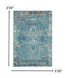 2’ x 3’ Blue Distressed Medallion Scatter Rug