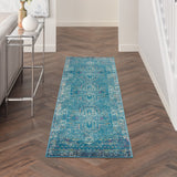 2’ x 6’ Blue Distressed Medallion Runner Rug