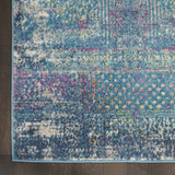 2’ x 10’ Blue Distressed Medallion Runner Rug