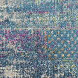 2’ x 10’ Blue Distressed Medallion Runner Rug