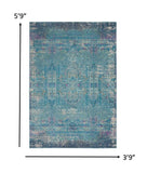 4’ x 6’ Blue Distressed Medallion Area Rug