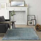 4’ x 6’ Blue Distressed Medallion Area Rug