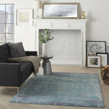 4’ x 6’ Blue Distressed Medallion Area Rug