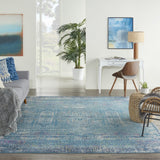 7’ x 10’ Blue Distressed Medallion Area Rug