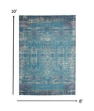 8’ x 10’ Blue Distressed Medallion Area Rug