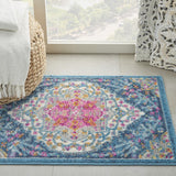 2’ x 3’ Blue and Pink Medallion Scatter Rug