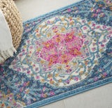 2’ x 3’ Blue and Pink Medallion Scatter Rug