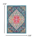 2’ x 3’ Blue and Pink Medallion Scatter Rug