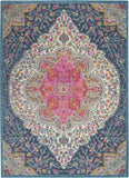 4’ x 6’ Blue and Pink Medallion Area Rug