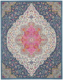 7’ x 10’ Blue and Pink Medallion Area Rug