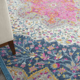 7’ x 10’ Blue and Pink Medallion Area Rug