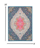 8’ x 10’ Blue and Pink Medallion Area Rug